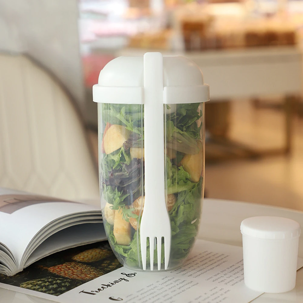 1L Portable Salad Cup with Fork Breakfast Salad Bowl School Lunch Box Food  Container Salad Shaker Yogurt Oatmeal Cereal Milk Cup