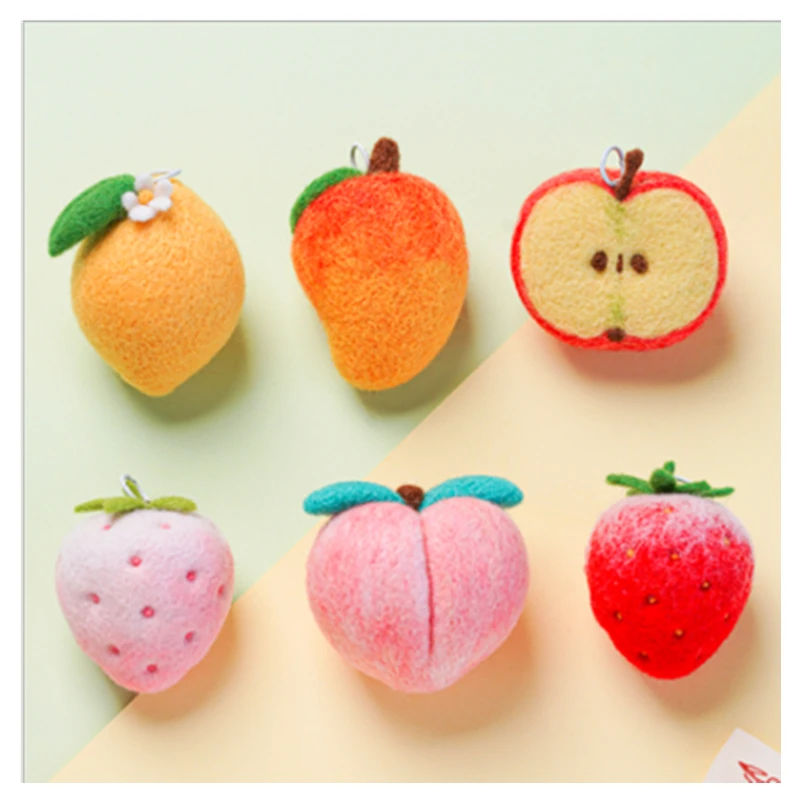 Fruit Apply Lemon Mango Peach Key Chain Wool Felt Needlepoint Felting Decoration Craft Needlecraft Diy Aliexpress