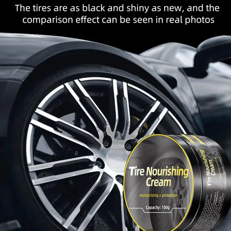 100g Tire Nourishing Cream Tire Blackening Wax Wheel Rim Scratch Repair Paste Auto Wheel Cleaner Waterproof For Trucks SUVs