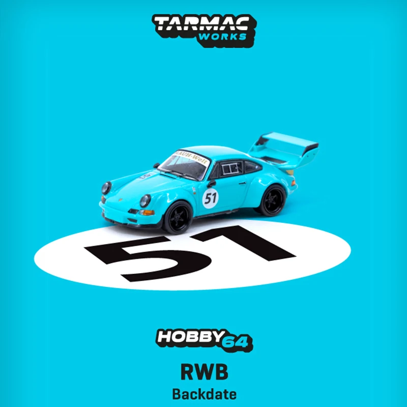 

Tarmac Works TW 1:64 911 RWB Backdate 51# Blue Alloy Diorama Car Model Collection Miniature Carros Toys In Stock