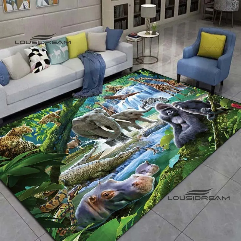 Comprar Alfombra con patrón de tigre a la moda en el suelo, alfombra grande  con estampado de animales en 3D, alfombra suave para sala de estar y baño,  antideslizante