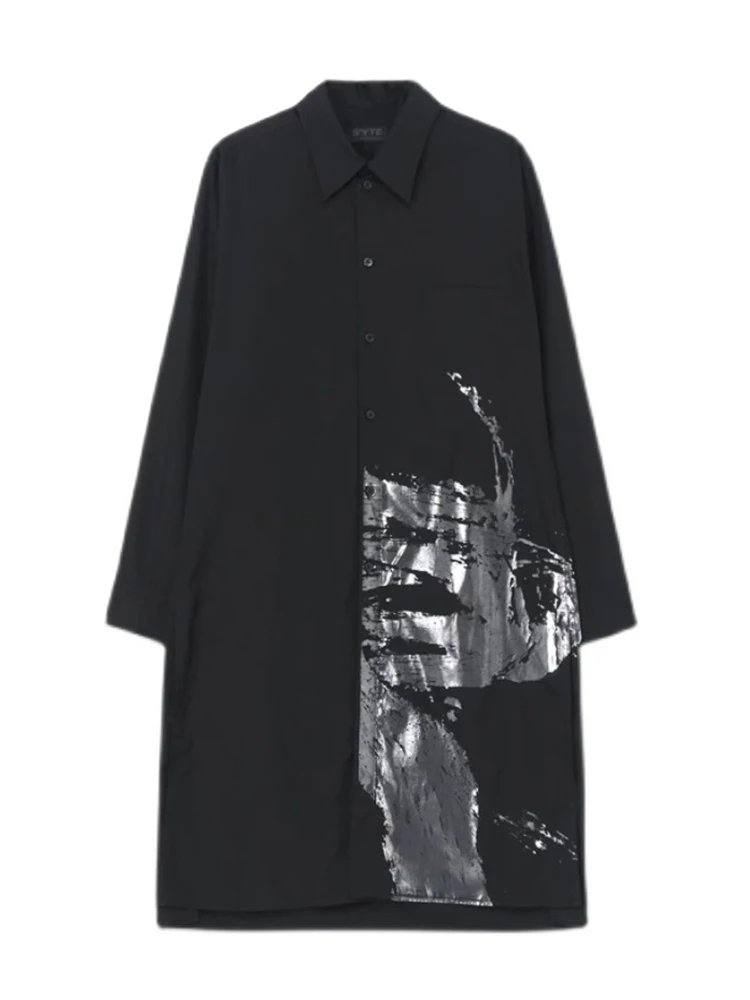 

Reflective printing shirts Luxury design yohji yamamotos shirts oversized yohji for womens y3 chemise homme original black shirt