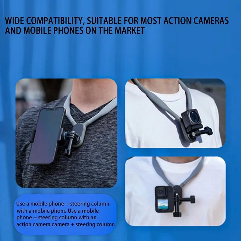 Phone Holder Around Neck Magnetic Silicone Neck Tripods Chest Mount Video Recording Cell Phone Neck Holder Chest Stand For