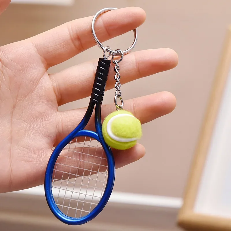 Tennis Racket Keychain Cute Sport Mini Keychain car 6 color Pendant Keyring Sports Key Chain Who love sports Gifts 1pcs tennis accessories