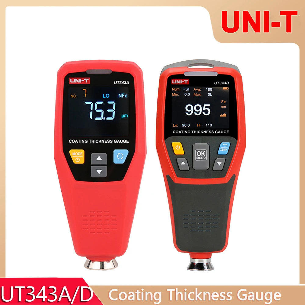 

UNI-T UT343A UT343D Car Paint Coating Thickness Gauge Digital Meter FE NFE Tester for Automotive Metal Ceramic Coating Thickness