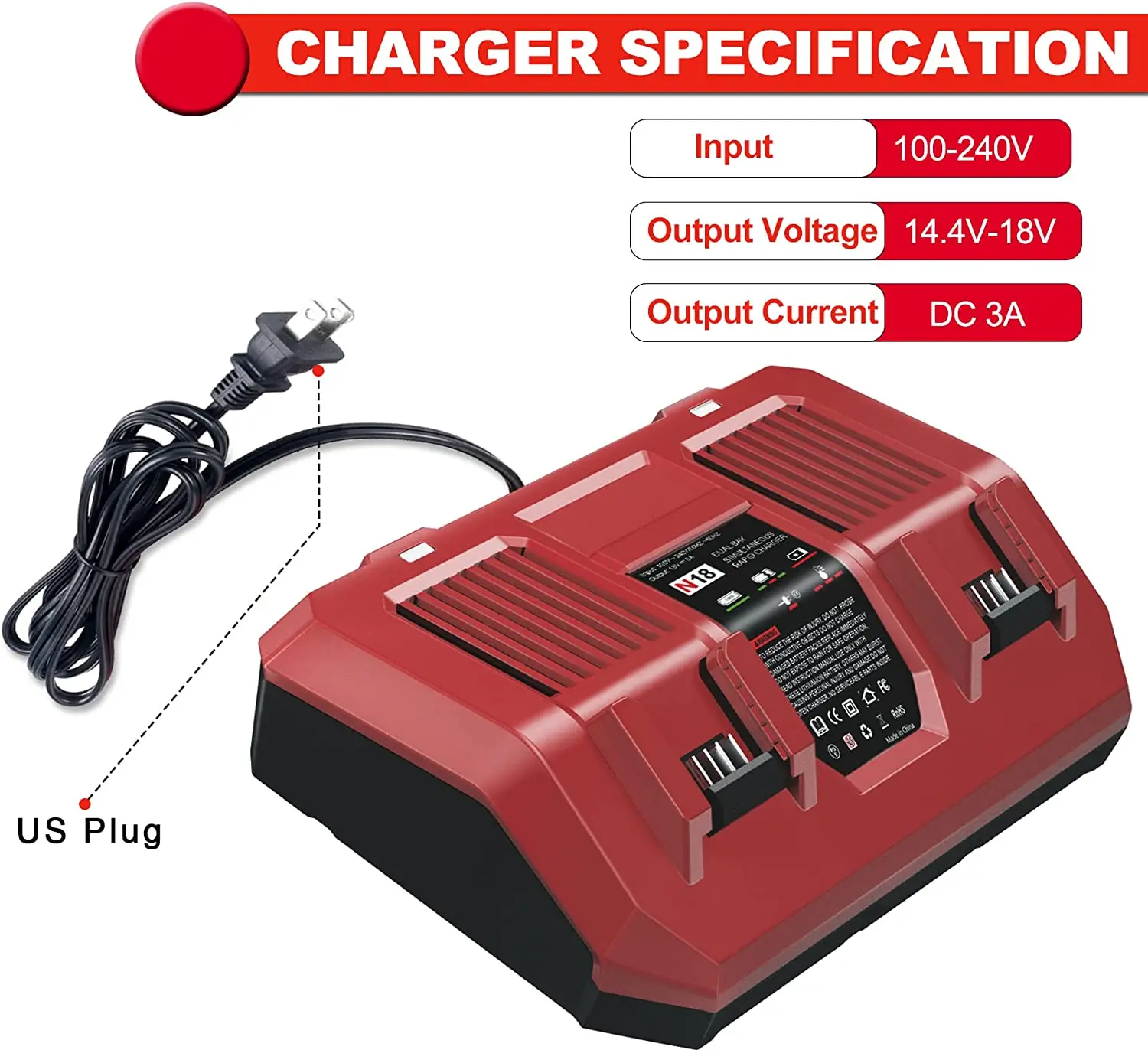 Caricabatterie Rapido Per Batterie Milwaukee M12 M18 - Ricambio Compatibile 12V-18V - Foto 10