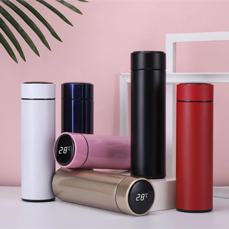 Different color types can display temperature thermos cup