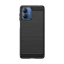 Silicone Shockproof Carbon Fiber Phone Case - Enhanced Protection and Style for Moto G14 (Black)