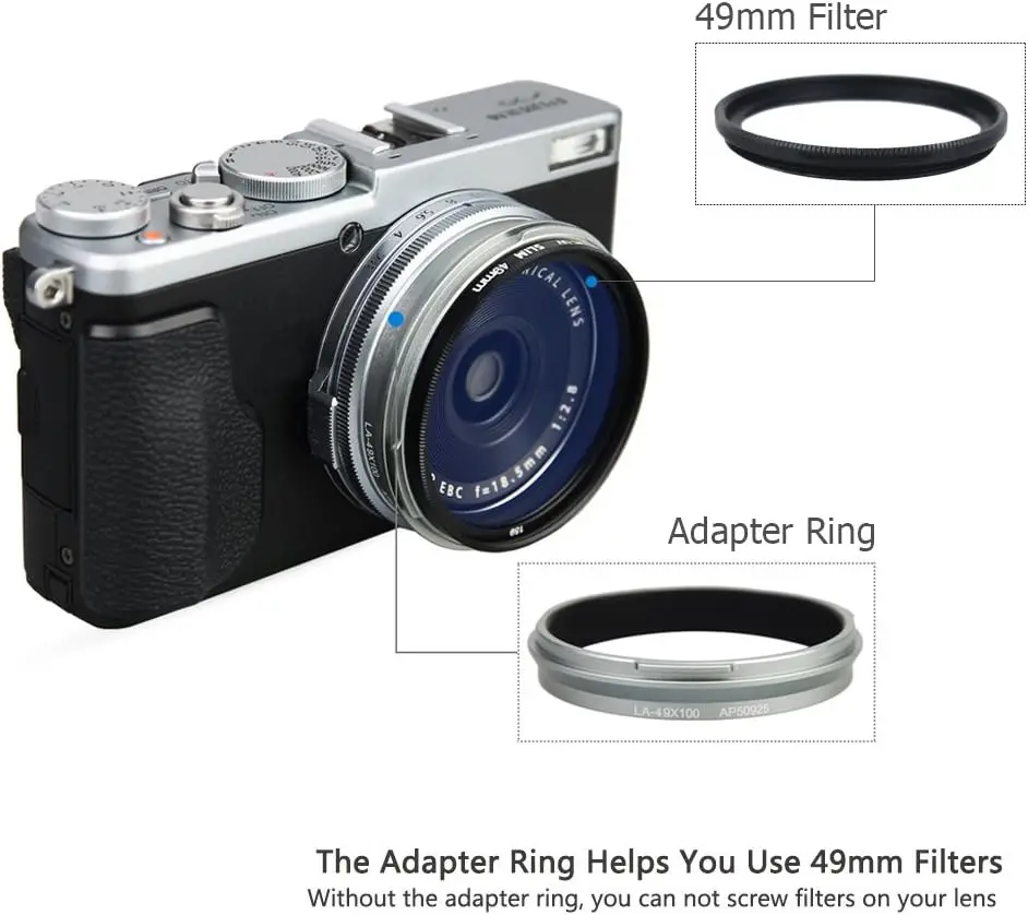 Yunir Paraluce Con Anello Adattatore In Alluminio Per Fotocamera X100F, X70, X100T, X100S, X100 (colore Nero) - 4