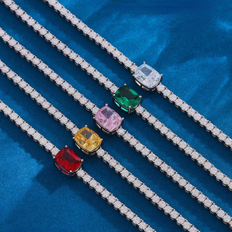 

Cultured Diamonds Tennis Chain 3mm Moissanite S925 Sterling Silver Charm Bracelet Fine Jewelry Certificate Drop Shipping