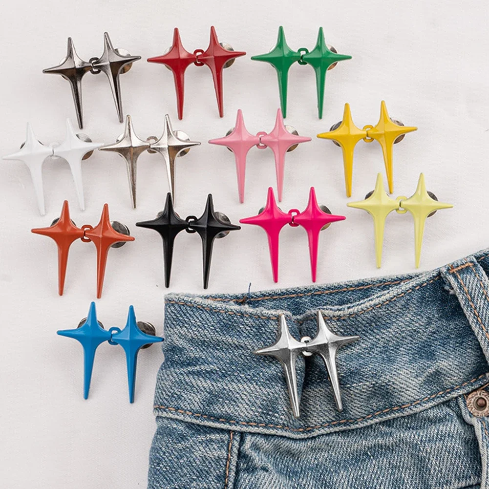 Metal Snap Button Star Waist Buckle Decorative Detachable Pants Clips Adjustable No Sewing Waist Tightener