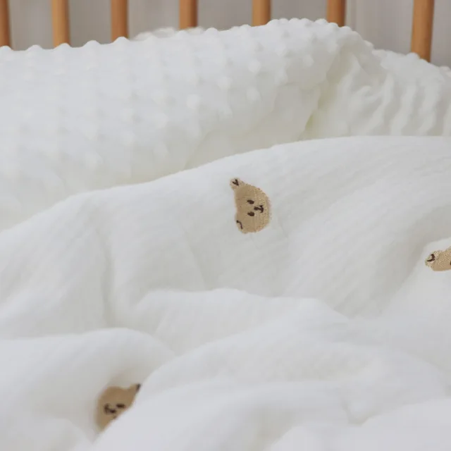 두꺼운 모슬린 면 자수 곰 호랑이 아기 이불