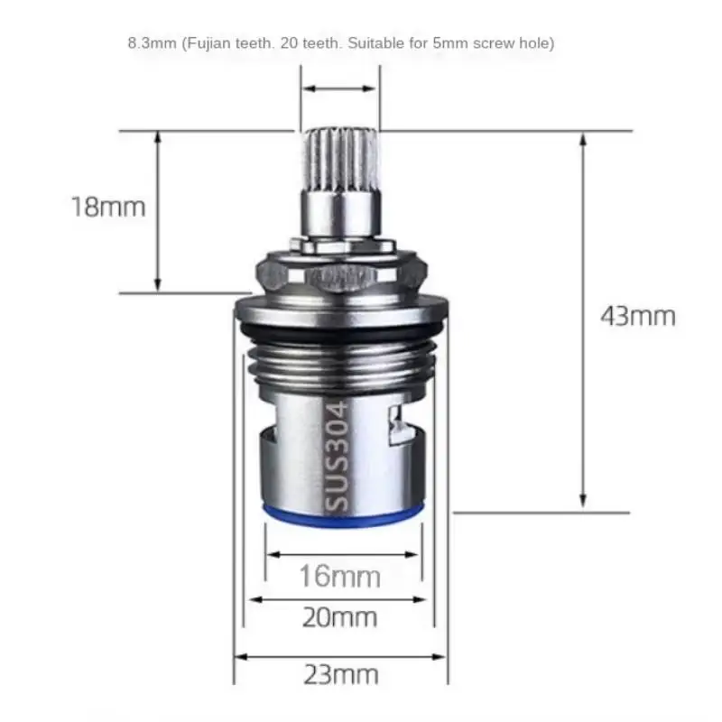 304 Stainless Steel Bath Kitchen Faucet Cartridge Replacement Part Ceramic Valve Stem Water Tap Hot Cold Water