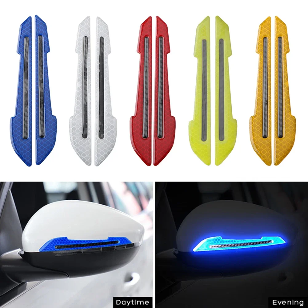 2pcs/set Car Rearview Mirror Reflective Sticker Night Safety Warning Reflective Sticker Car Rearview Mirror Decorative Strip
