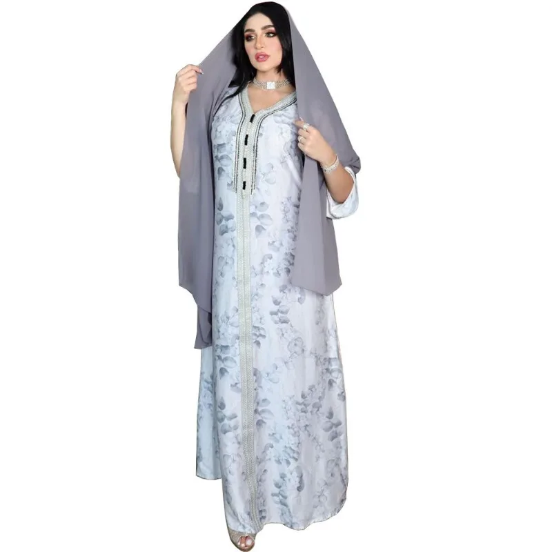 Arab Middle East Muslim Muslim Female Hui Print Dress Abaya Robe abaya dress  prom dress  kaftan  evening dresses