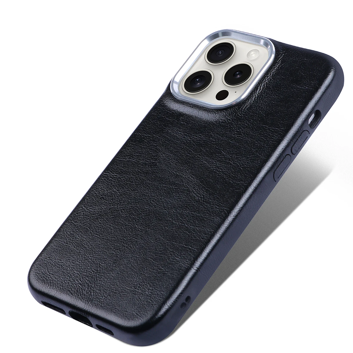 Luxury Classic Retro Textured Metal Frame PU Leather Phone Case