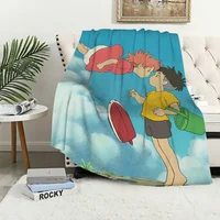 Blanket Plush Nap P-Ponyo Sofa Anime rug for Living Room Warm Cute Office Bedroom Film kawaii Birthday Home Travel Kid Gifts 1