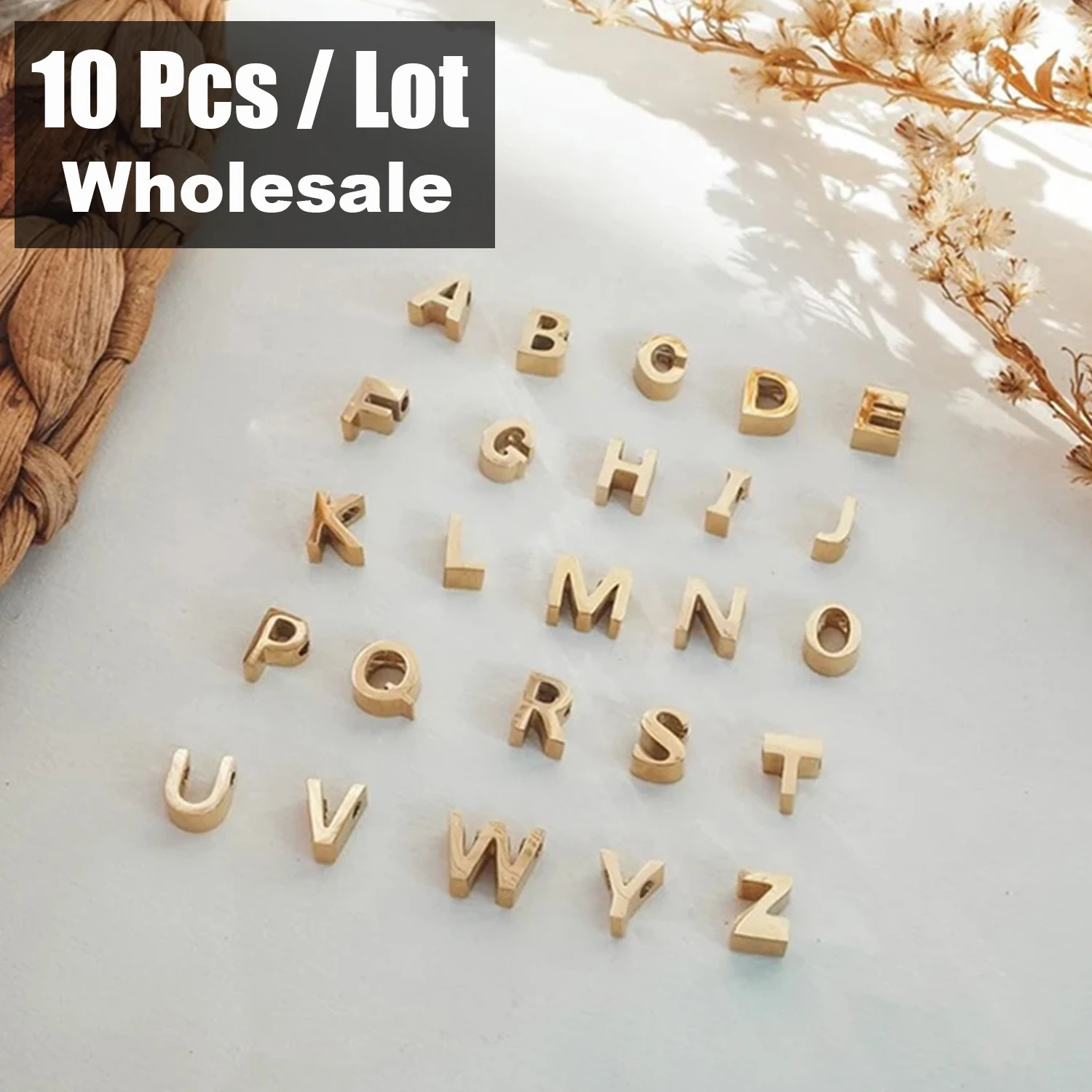 Baiinjiene 1000 Abalorio De Letras Transparentes Con Letras Doradas Del