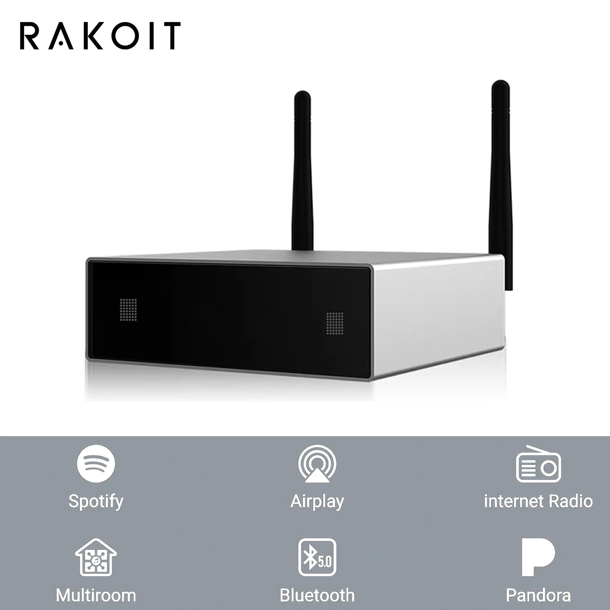 

RAKOIT A50+ Stereo Mini digital multiroom multizone Amplifier Audio for Home Class D Power Amplifier 50W 24V DC 2.0 Channel HiFi