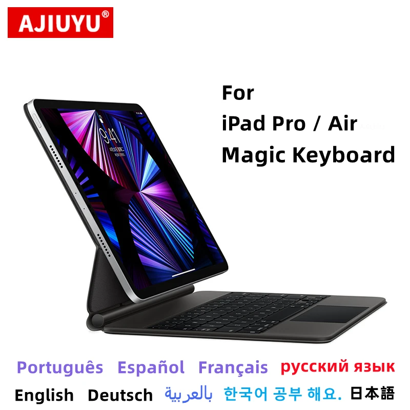 Teclado Mágico para Ipad Pro 11 12.9 2023 2023 2023 2023 ar 10.9 Case Teclado Hebraico Espanhol Russo Coreano Portugal Árabe