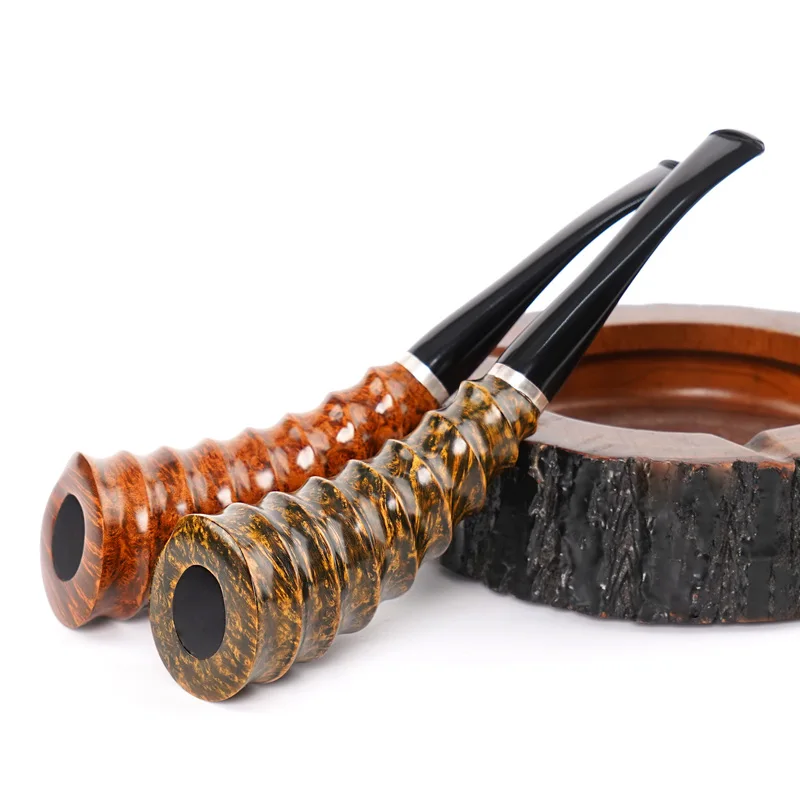 실버 링이 있는 Briarwood 파이프, 흡연 파이프, 수제 혼 파이프, 3mm 흡연 필터, 고급 담배 파이프