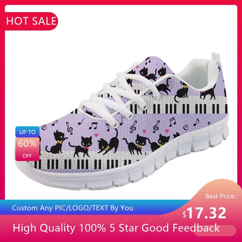 

Women's Nurse/Doctor Sneakers Fashion Piano Cat Prints Cute Medical Flats Female Nurse Sneakers Women Customized Shoes