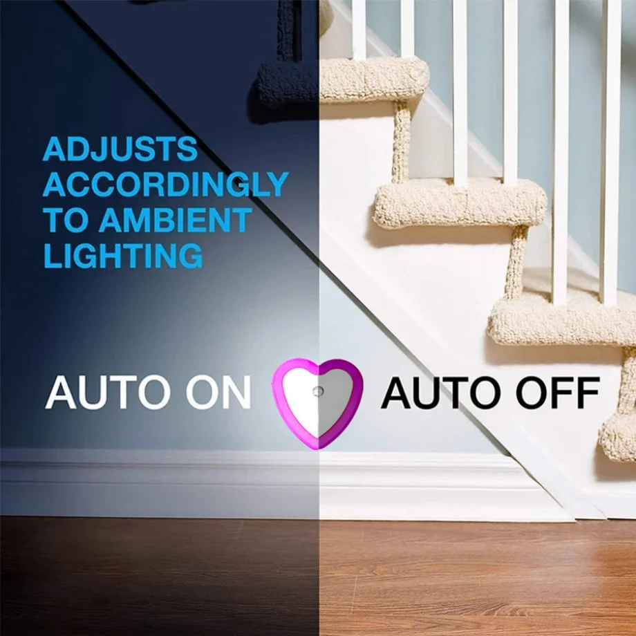 Energy-Efficient Smart LED Nightlight with Dusk-to-Dawn Sensor for Bedrooms, Bathrooms, and Hallways