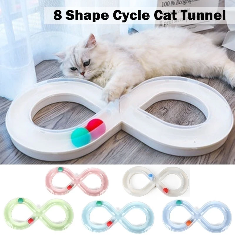 

Cat Interactive Toy Roller Circuit Toy Tunnel Design Rotating Running Balls 8 Shaped Pet Kitten Track Turntable Figure