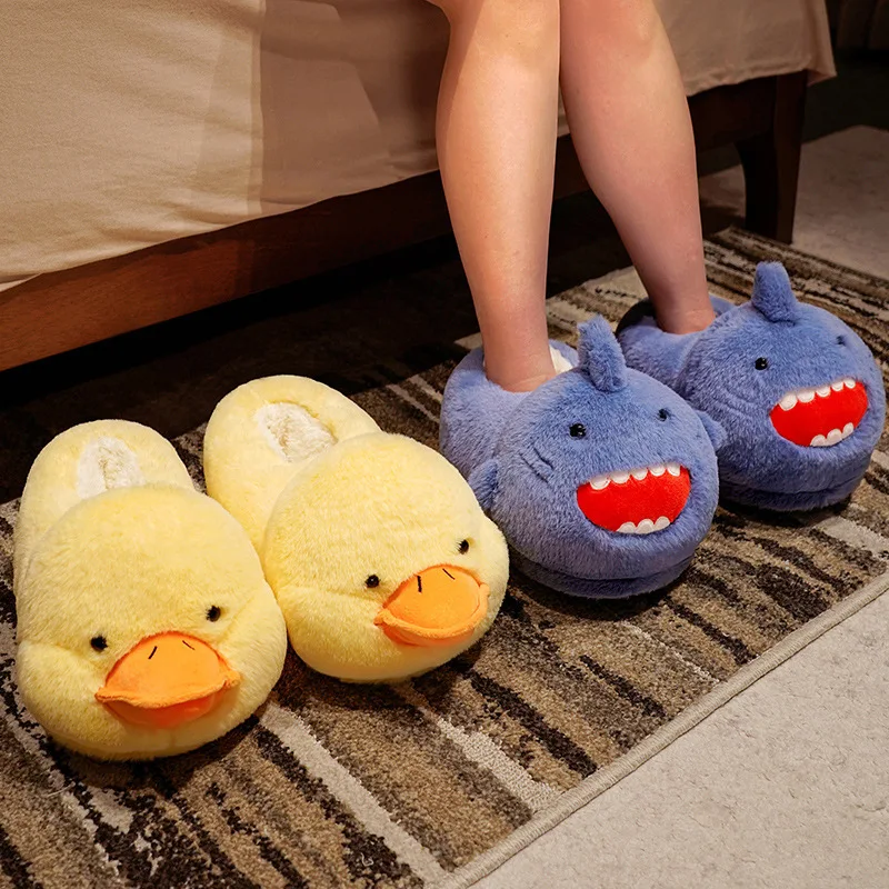 Cute Cartoon Slippers Women Men Winter Home Indoor Shoes Soft Sole