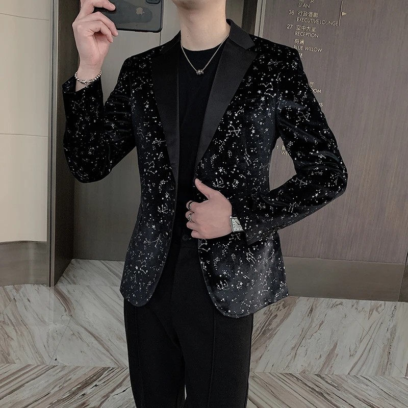 Sequin Design Men Blazers Singer DJ Stage Suit Jacket Wedding Business ...