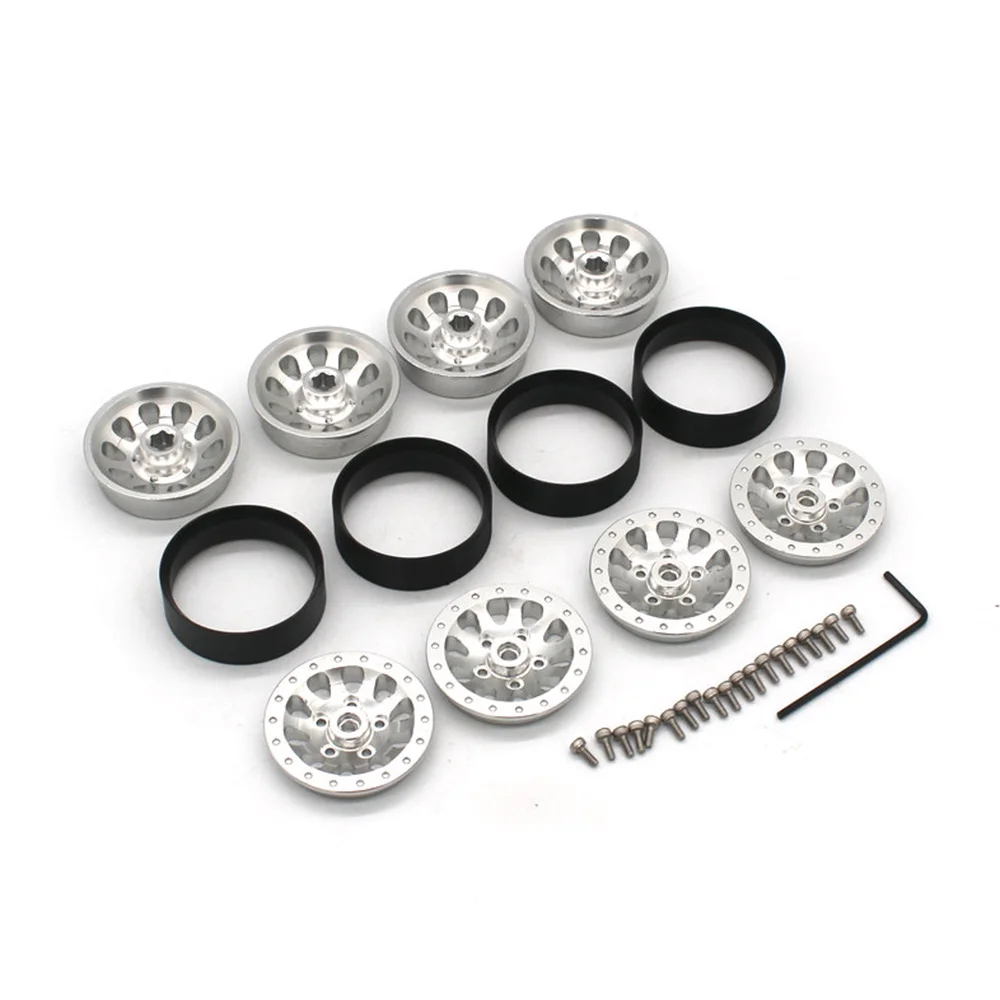 

4Pcs Metal Beadlock Wheel Hub Rim for WPL C14 C24 B14 B24 B16 B36 MN D90 MN99S RC Car Upgrade Parts,2