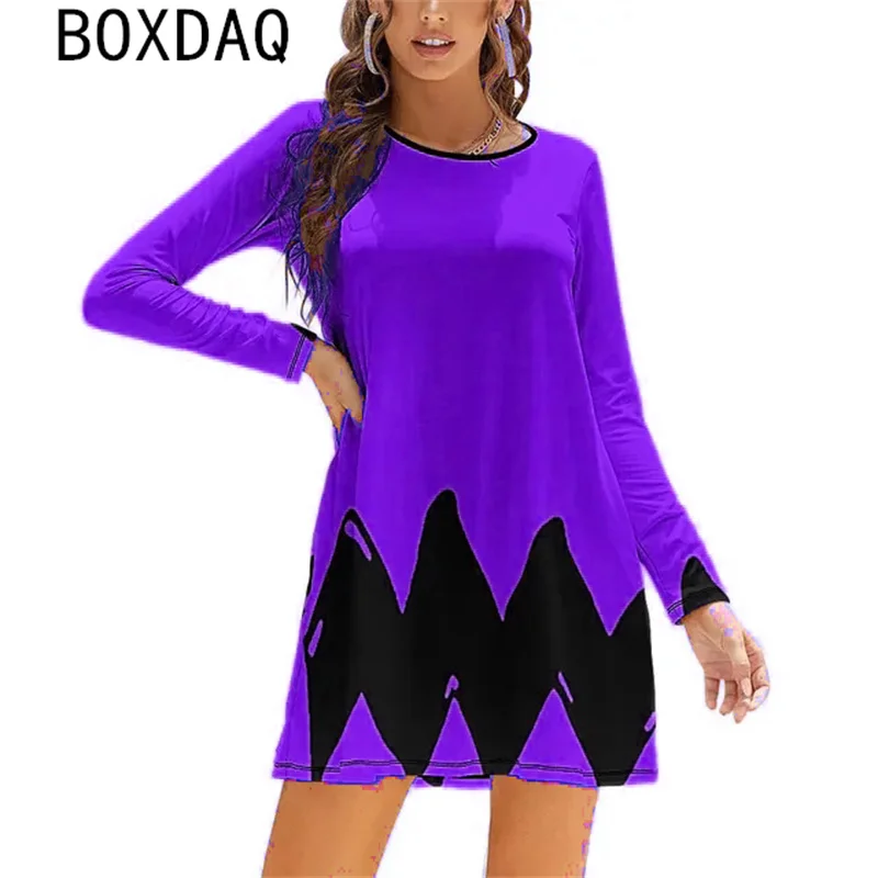 

Autumn Long Sleeve O-Neck A-Line Dress Big Size 6XL Women Colorful Print Mini Dress Street Fashion Lady Dress Vestidos De Mujer