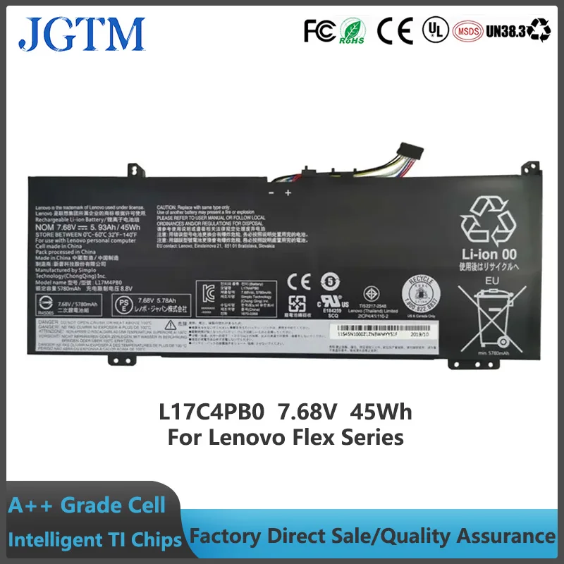 Batteria K KYUER L17C4PB0 Per Lenovo Flex 6, IdeaPad 530S E Yoga 530 – 45Wh 7.68V 4 Celle, Sostituisce L17M4PB0 E 5B10Q16066