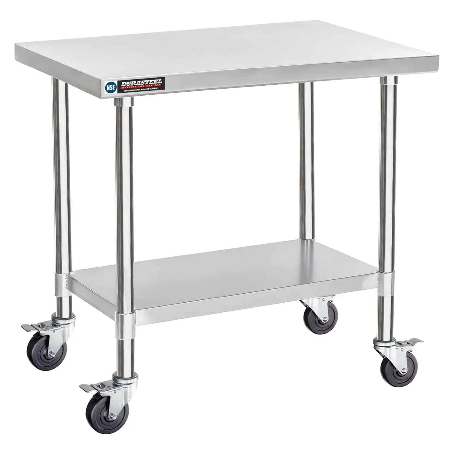 

Food Prep Stainless Steel Table - DuraSteel 24 x 36 Inch Metal Table Cart - Commercial Workbench with Caster Wheel - NSF