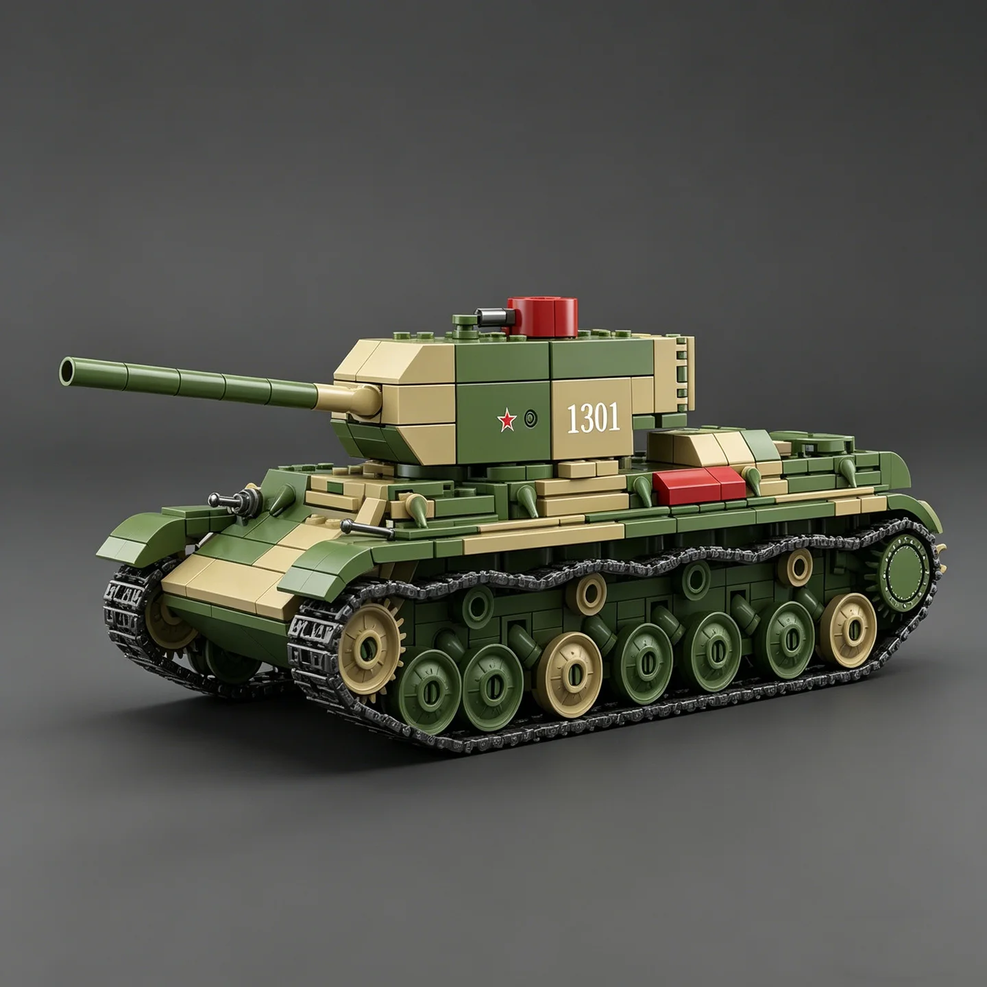 제2차 세계대전 소련 KV-220 중전차 조립 세트, 1:40 스케일 빌딩 블록, 소년용 교육용 장난감