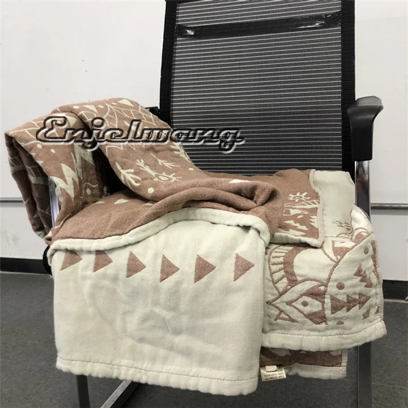 200x230CM Skin-friendly Sofa Towel Quilt Geometric Pattern Thickened Gauze Blanket Soft Durable Vintage Style Bedspr