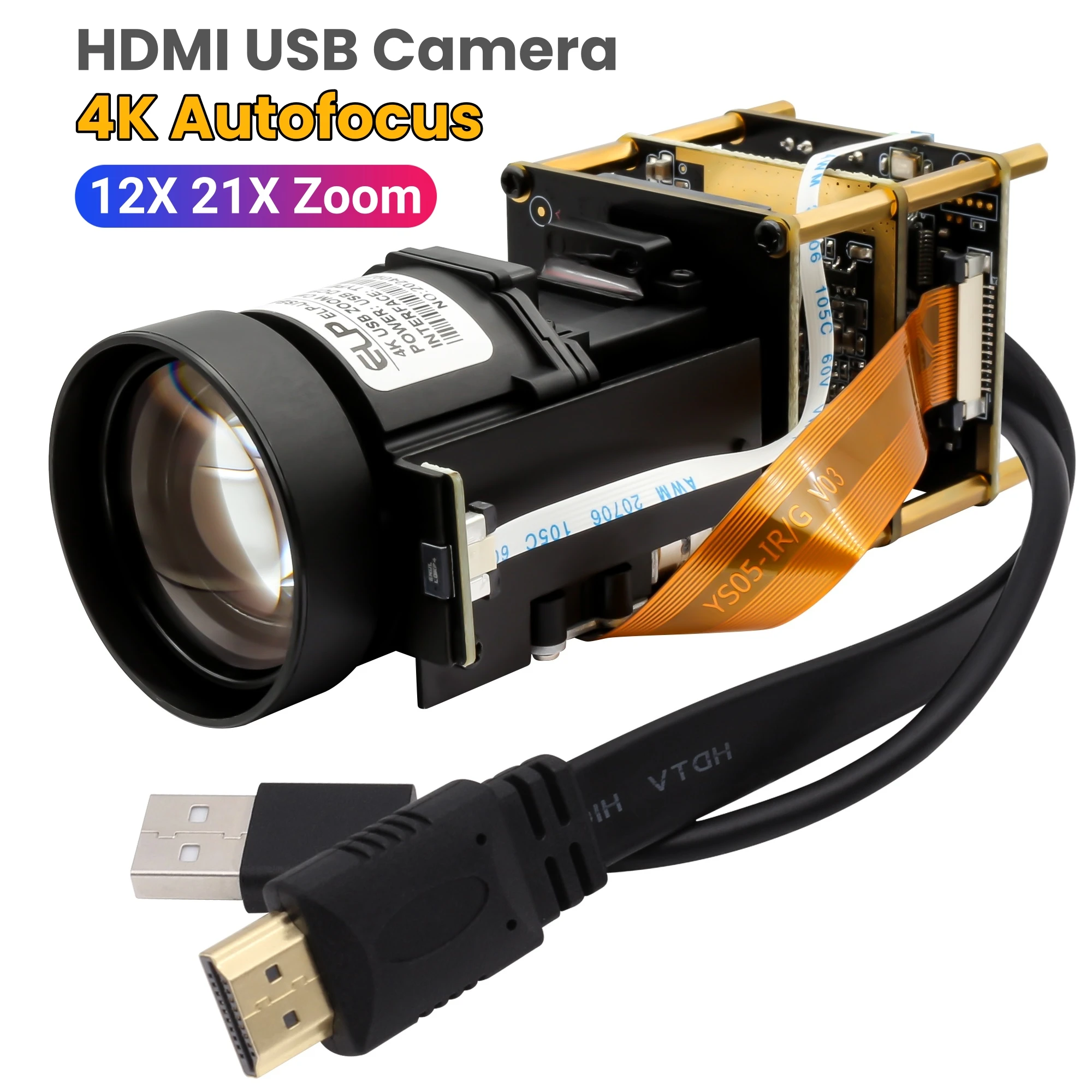 ELP 12X Zoom 4K 30fps Autofocus HDMI USB Camera Module