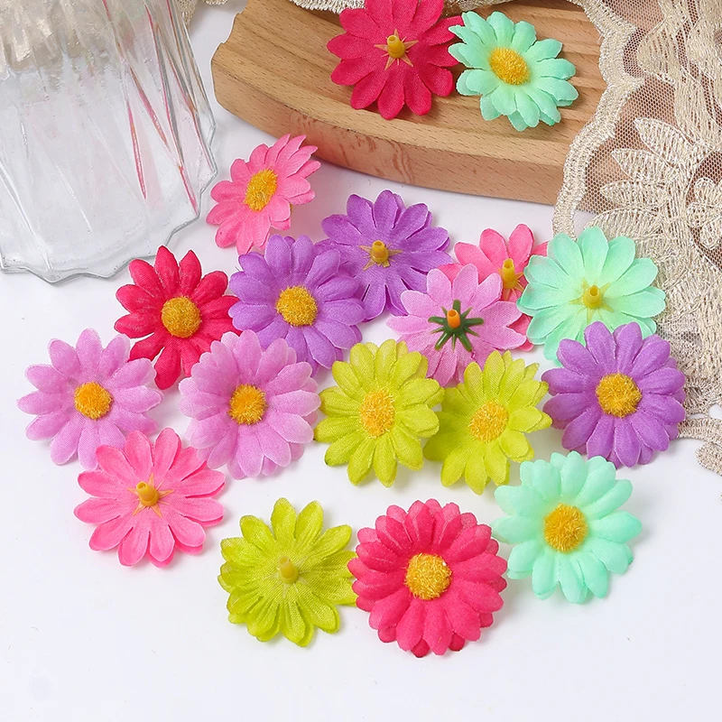 10/50/100 Stück Mini-Gänseblümchen, dekorative künstliche Seidenblumen, Party- und Hochzeitsdekoration, Heimdekorationszubehör ohne Stiel – Detail 10
