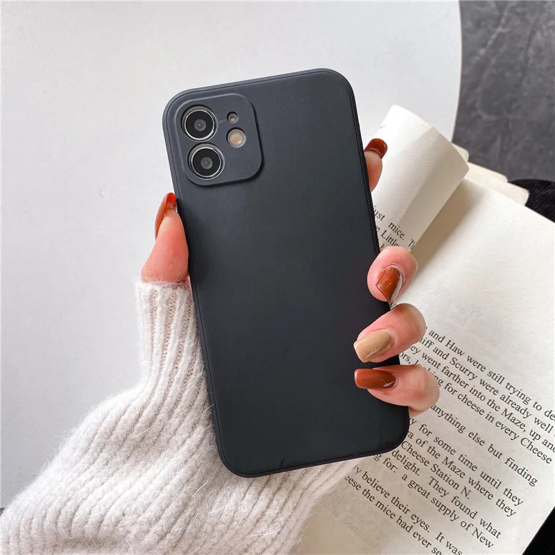 Sleek Black Silicone Phone Case with Camera Protection - Soft, Durable Back Cover