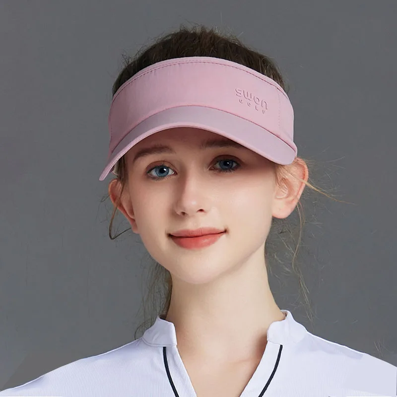 SG Women Sports Sun Visor Hats Sunscreen Golf Caps Breathable UV-proof Golf Empty Tops Hat Big Brim Cap Lady Anti-sweat Headwear