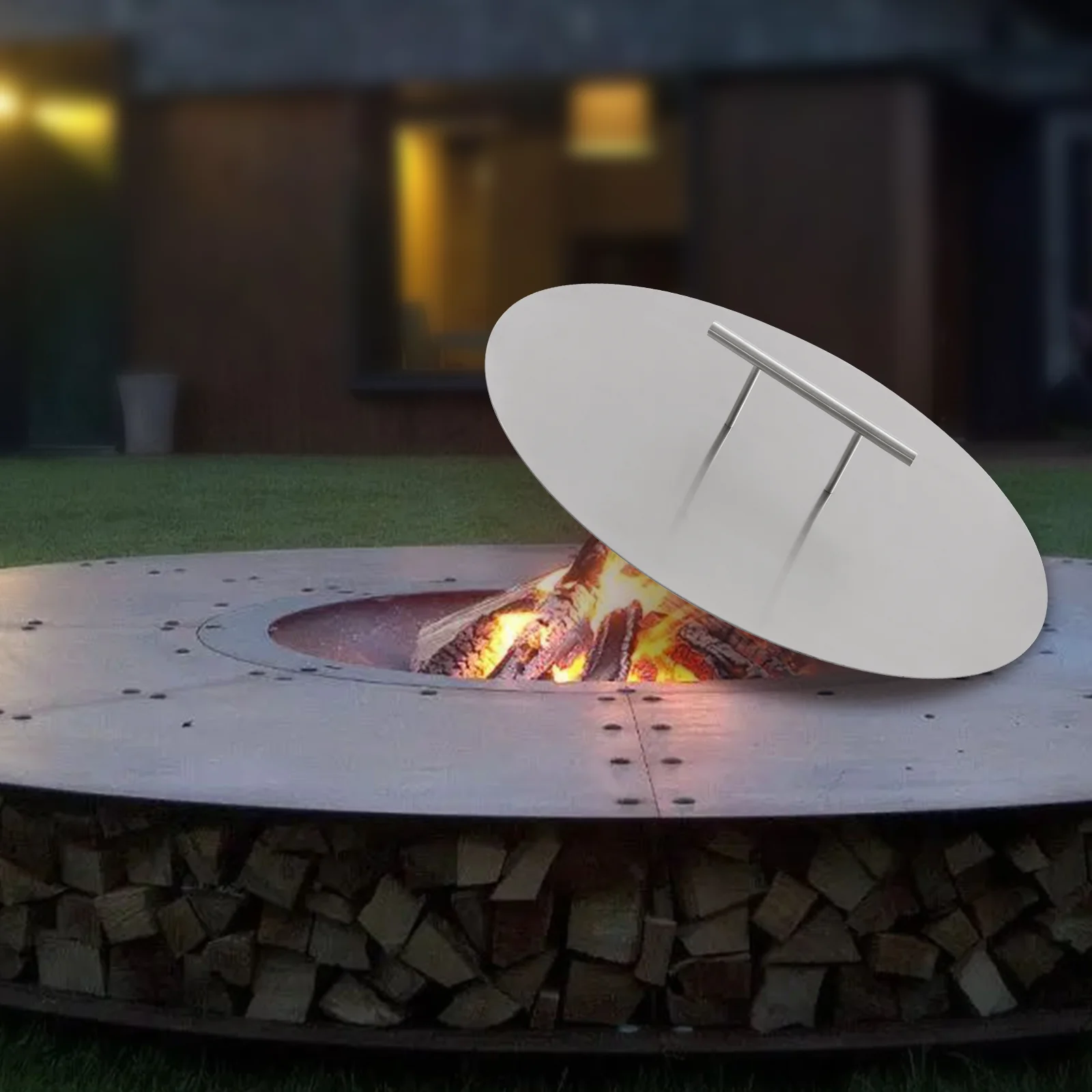 20in Fire Pit Heat Deflector Cover, 304 Stainless Steel with Brushed Finish, Weather-Resistant, Protects from Animals and