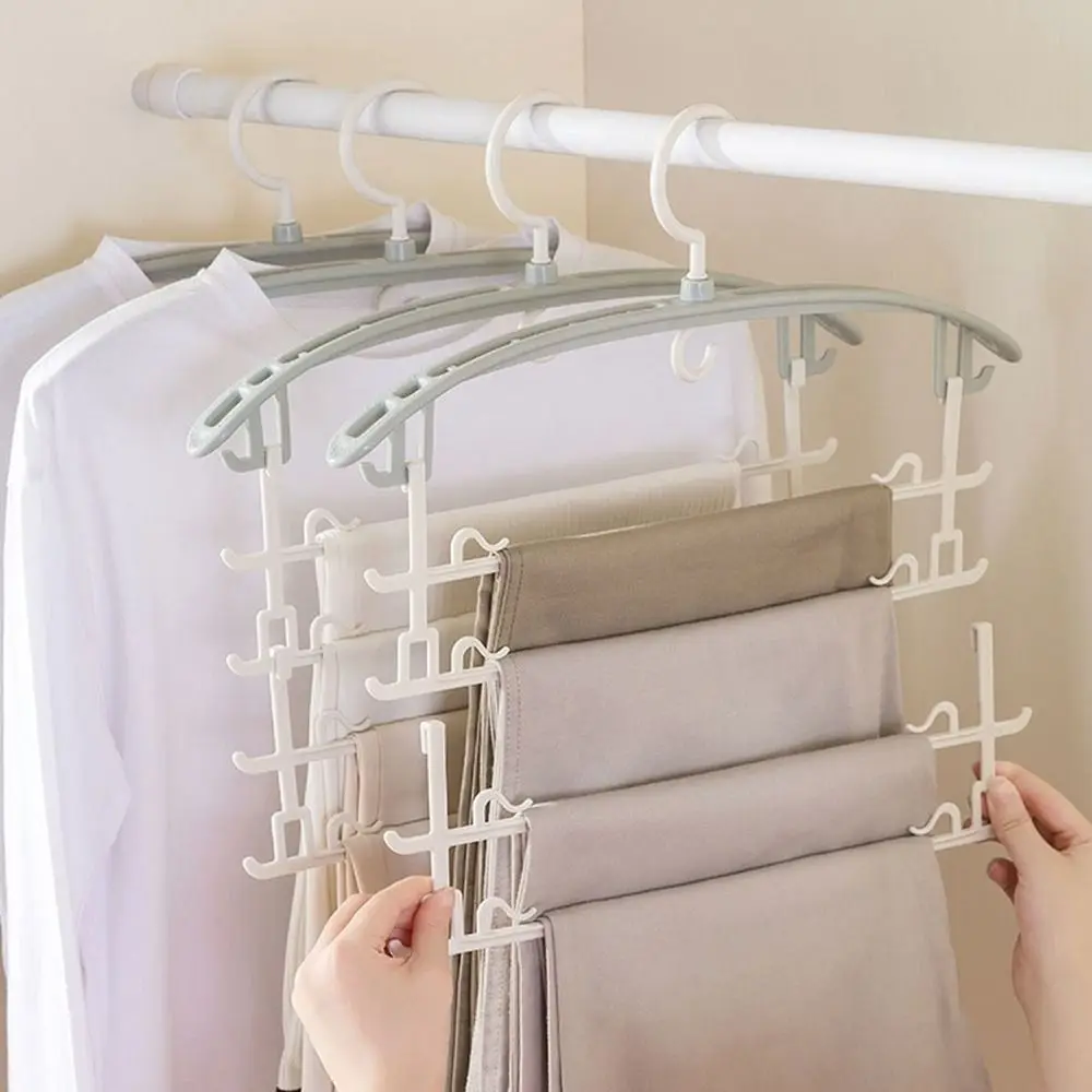 

Multi-Layers Trousers Pants Hanger Durable Non-slip Plastic Towel Scarfs Racks Space Saving Thickened Clothes Hangers Home