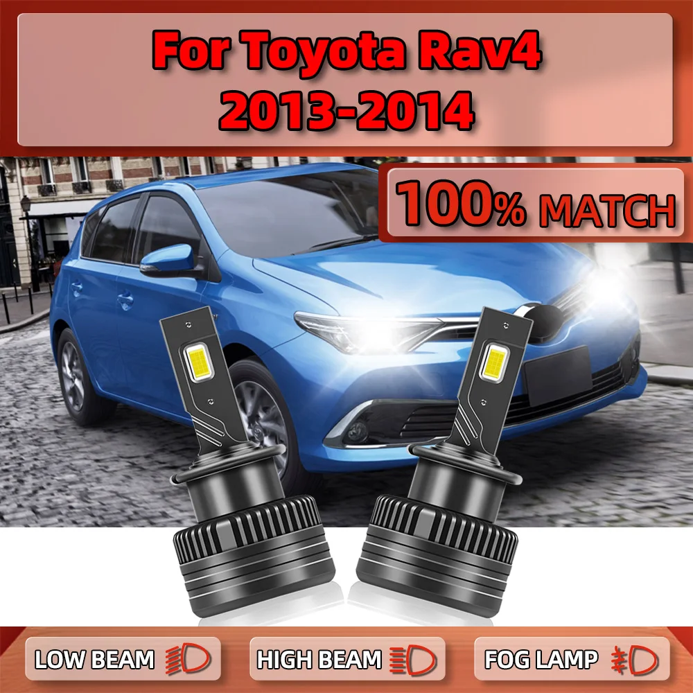 

D4S LED Headlight Bulbs Canbus 25000LM Plug And Play Auto Lamps 6000K White HID Xenon Lights 12V For Toyota Rav4 2013 2014