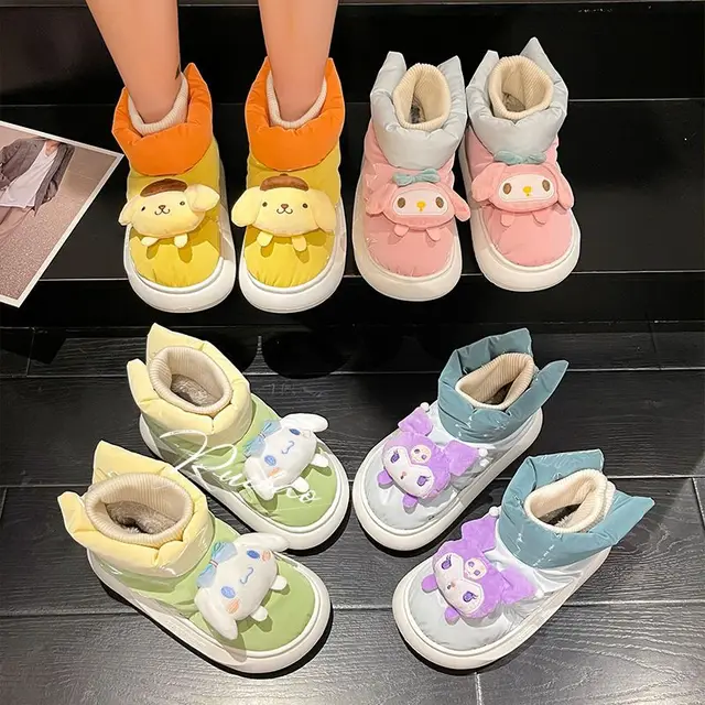 추천제품 산리오 카와이 시나모롤 마이 멜로디 쇼트 부츠, 폼폼푸린 스노우 부츠, 쿠로미 미끄럼 방지 코튼, 겨울 신상 신발, 어린이 선물 소개
