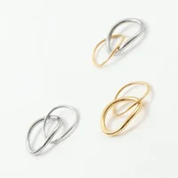 New Simple High End PVD Non Tarnish Double -layer Gold Silver Color Ring Stainless Steel Ring for Women 2