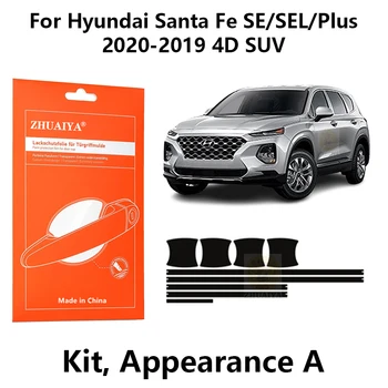 ZHUAIYA 문짝 엣지 가드 문짝 핸들 컵 페인트 보호 필름, TPU PPF, 현대 산타페 SE SEL PIus 2020-2019 4D SUV용