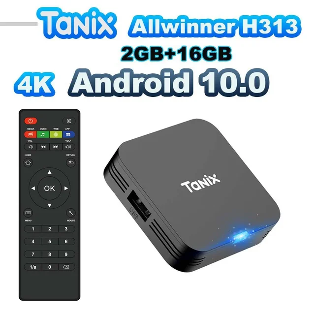 Tanix TX1 Android 10 TV Box 2.4G WIFI 4K HDR 3D 8 ГБ 16 ГБ Allwinner H313 Четырехъядерный глобальный медиаплеер DC 5 В/2 А