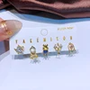 MIGGA 5pcs Fairy Cute Small Princess Stud Earrings Set for Women Girls Gold Color Cubic Zircon Jewelry 6