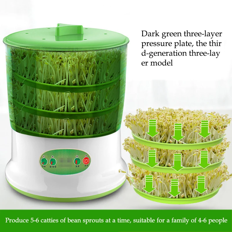 Details about   Bean Sprout Maker Thermostats Green Vegetable Seedling Growth Bucket DIY Tool 