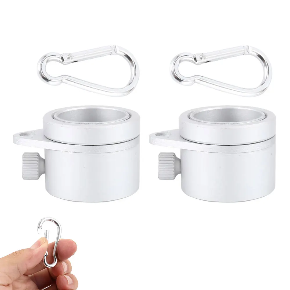 Flag Pole Attachments 2pcs Aluminium Flagpole Mounting Rings Set With Fixed HookAnti Wrap 360 Rotatable Ring With Carabiners
